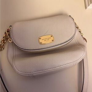 Michael Kors Pebbled Leather Cream Crossbody Bag with Gold Hardware
